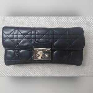 Christan Dior Miss Dior Calf Skin Black Wallet